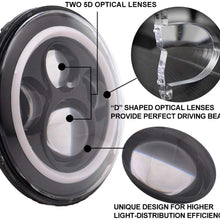 Spead Vmall 7 Inch 60W Black LED Headlights with White DRL/Amber Turn Signal + 4 inch LED Fog Lights with White DRL Halo Ring for Jeep Wrangler 07-2017 JK LJ Tj Lj JKU Unlimited