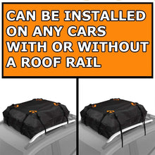 VaygWay Rooftop Cargo Carrier Bag –Waterproof Car Roof Cargo Bag – Heavy Duty 15 Cubic Feet – Universal Car SUV Camping Bag