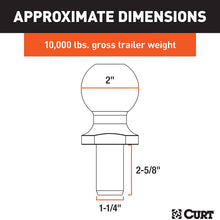 CURT 40090 Chrome Trailer Hitch Ball, 10,000 lbs, 2-Inch Diameter, 1-1/4 x 2-5/8-Inch Shank