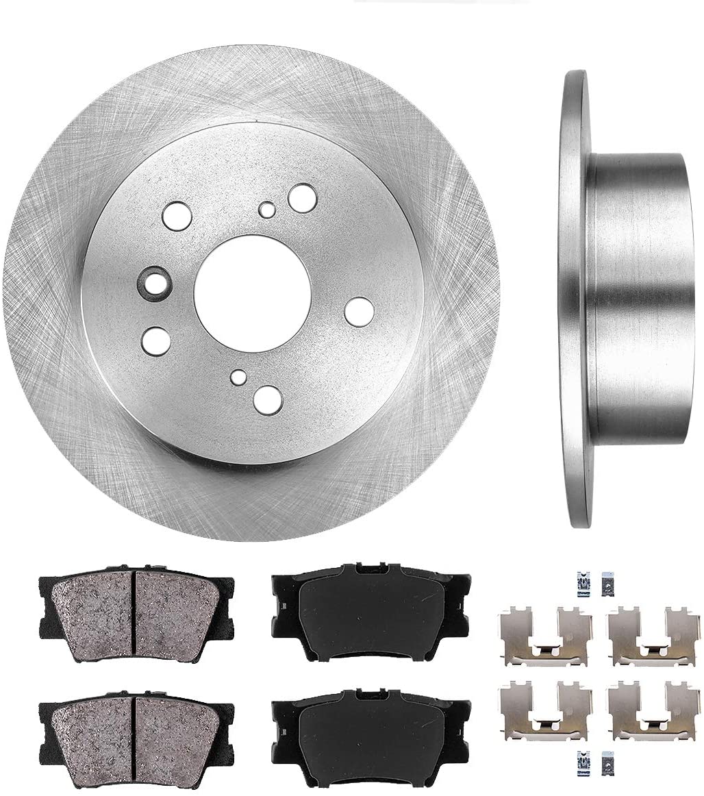 CRK12140 REAR 281 mm Premium OE 5 Lug [2] Brake Disc Rotors + [4] Ceramic Brake Pads + Clips