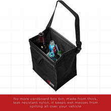 OxGord Waterproof Car Trash Can Bin - Interior Garbage Waste Basket Container Organizer - Vehicle Accessory for Travel and Camping - Best for Hanging from Seat, Black