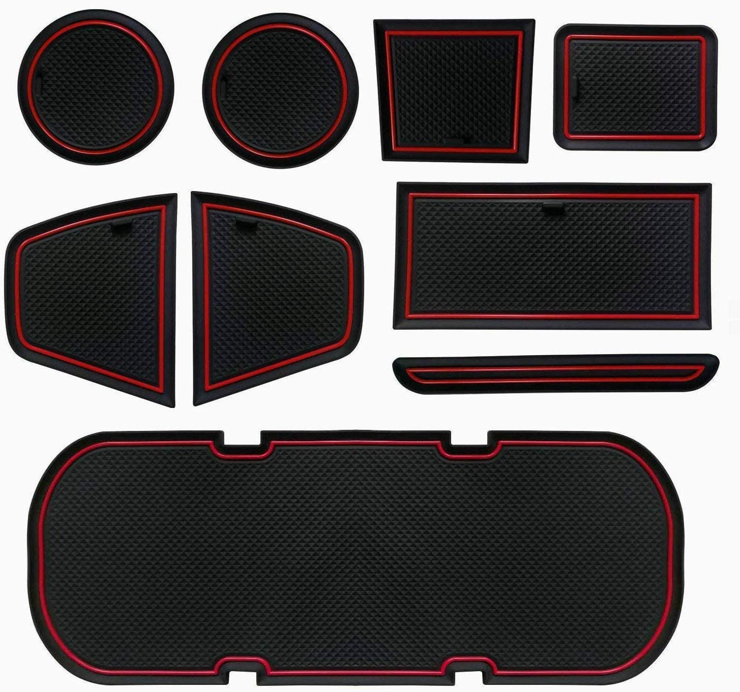 KOKOFA Custom Fit Cup, Door Non-Slip Anti-dust, Console Liner Accessories for BRZ 86 FR-S 2019 2018 2017 2016 2015 2014 2013 Subaru Toyota Scion -9 pcs Set (Red Trim)