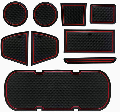 KOKOFA Custom Fit Cup, Door Non-Slip Anti-dust, Console Liner Accessories for BRZ 86 FR-S 2019 2018 2017 2016 2015 2014 2013 Subaru Toyota Scion -9 pcs Set (Red Trim)