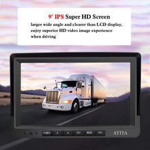 Backup Camera System with Video Recording, 9'' IPS HD Split Monitor + 2 Upgraded 1080P Night Vision IP68 Waterproof Rear View Camera Kit for Bus, Truck, RV, Trailer, Motorhome, Camper