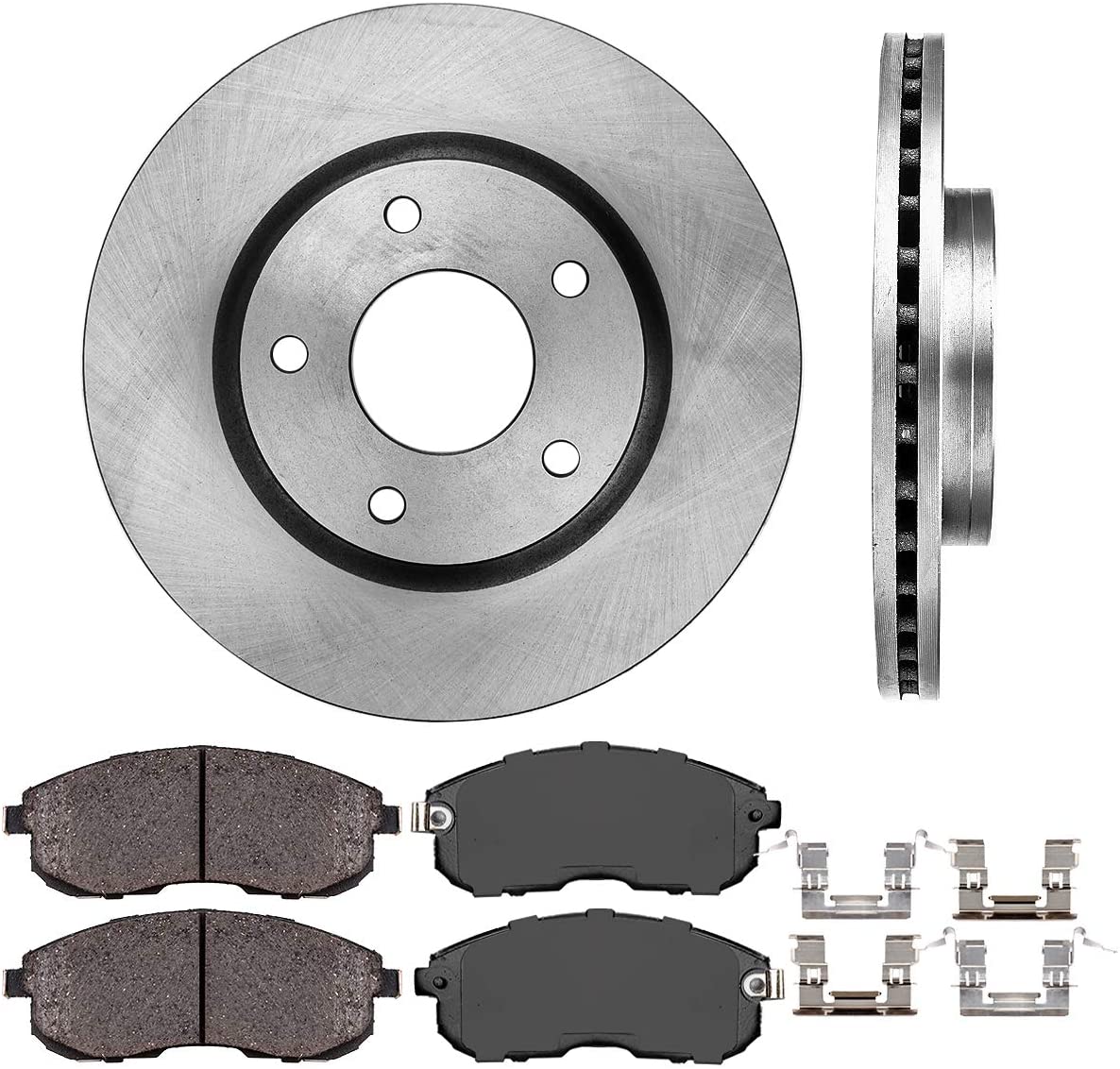 Callahan FRONT 280 mm Premium OE 5 Lug [2] Brake Rotors + [4] Ceramic Pads + Hardware CRK01558