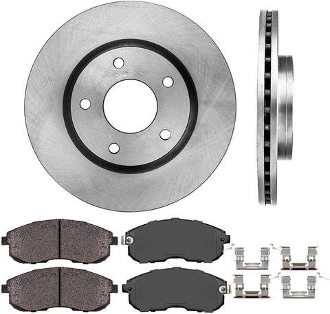 Callahan FRONT 280 mm Premium OE 5 Lug [2] Brake Rotors + [4] Ceramic Pads + Hardware CRK01558