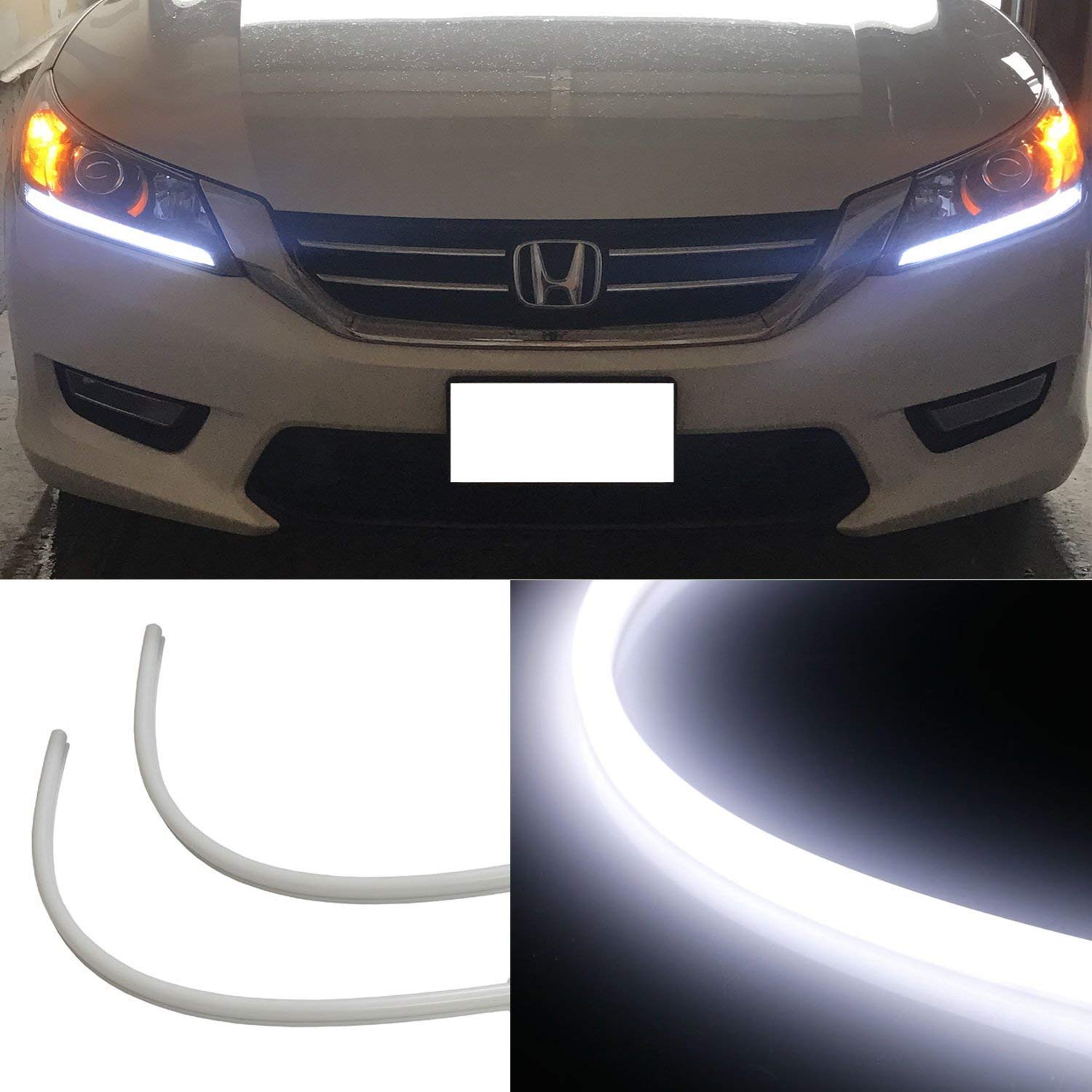 iJDMTOY (2) Even Illuminating Headlight LED Daytime Running Lights Retrofit LED Assembly Compatible With 2013-2015 Honda Accord Sedan, Xenon White