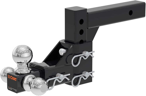 CURT 45799 Adjustable Trailer Hitch Ball Mount, Fits 2-Inch Receiver, 5-3/4-Inch Drop, 1-7/8, 2, 2-5/16-Inch Balls, 10,000 lbs