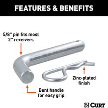 CURT 21500 Trailer Hitch Pin & Clip, 5/8-Inch Diameter, Fits 2-Inch Receiver, Original Version