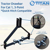 Category 1, 3-Point Tractor Drawbar Trailer Hitch for Tractors Quick Hitch Compatible