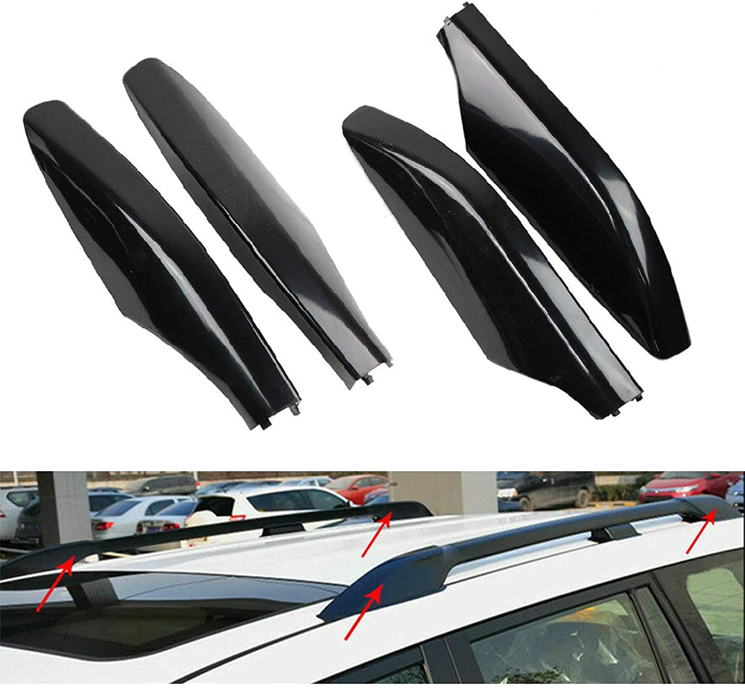 TBvechi Roof Rack Leg Cover for Original Car Luggage Rack, 4Pcs Black ABS Roof Rack Bar Rail End Protection Cover Shell for Toyota Land Cruiser Prado Fj120 2003-2009