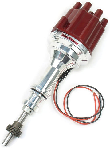Pertronix D130801 Flame-Thrower Plug and Play Non Vacuum Advance Red Cap Billet Electronic Distributor with Ignitor II Technology for Ford Small Block