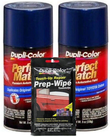 Dupli-Color Dark Blue Pearl Exact-Match Automotive Paint for Toyota Vehicles - 8 oz, Bundles Prep Wipe (3 Items)