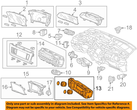 Genuine Honda 79600-TT1-A41ZA Air Conditioner Control Assembly