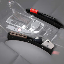 Car Gap Filler 2 Pack - Car Organizer Between Seats & Steady Car Seat Gap Filler for Car Seat Gap Organizer Front seat Leather Interior - Car Organizer Front Seat Black Car Side Pocket with 4 Spacer