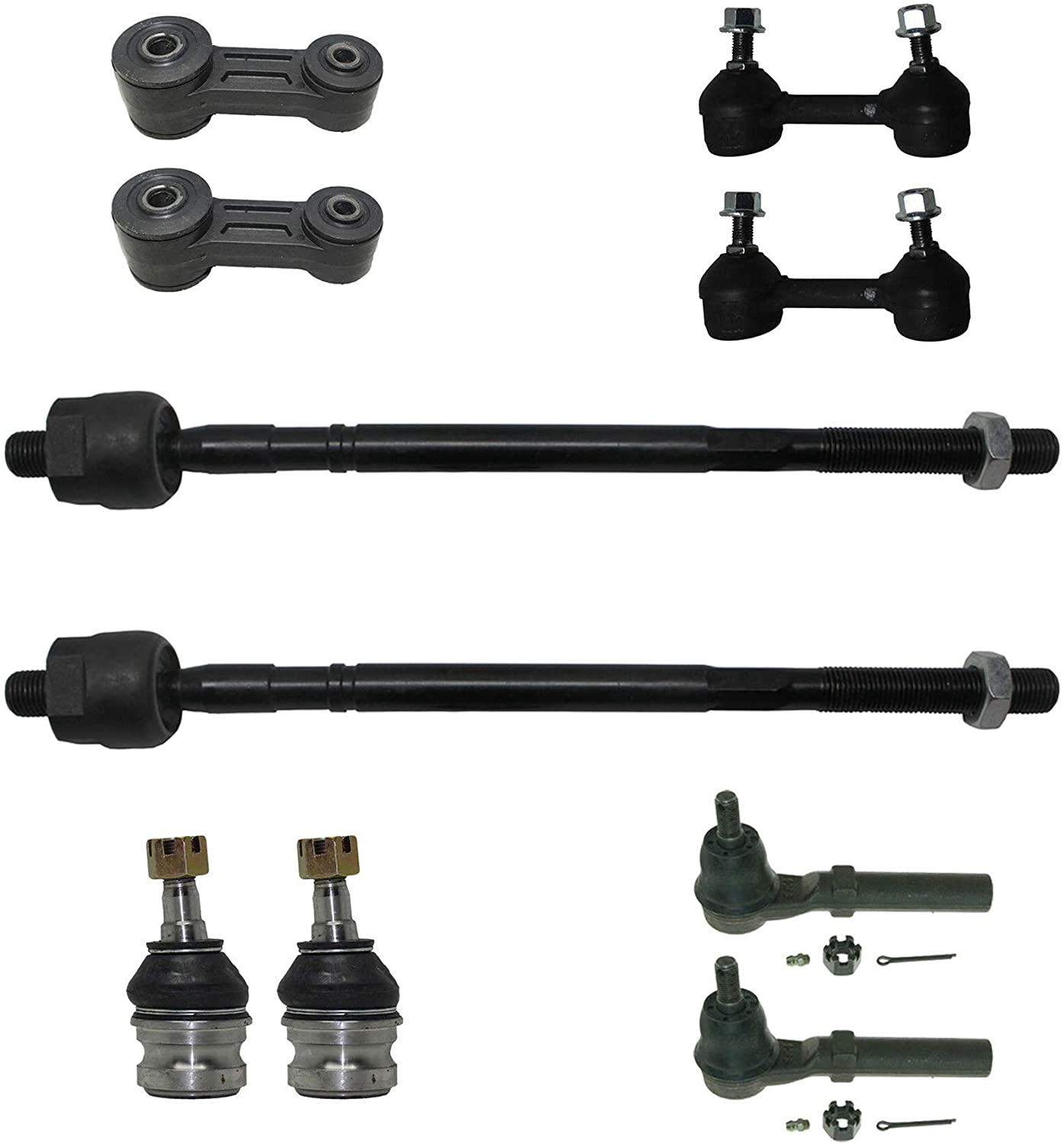 Detroit Axle - 10pc Front and Rear Sway Bar Links, Inner and Outer Tie Rods and Front Lower Ball Joints for 2000-2004 Subaru Legacy - [2000-2004 Outback] - 2003-2006 Baja