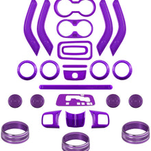 26 PCS Interior Decoration Trim Kit - Steering Wheel&Center Console Cover, Air Outlet Trim, Door Handle Cover Inner,Gear Frame,Copilot Handle Trim For Jeep Wrangler JK JKU 2011-2018 2&4-Door (Purple)