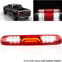 Replacement for 2007-2013 Chevy Silverado/GMC Sierra 1500 2500 3500 HD Rear Roof Center LED Third 3rd Brake Cargo Light Assembly High Mount Brake Tail Light (Chrome Housing Red Lens)