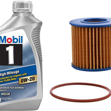 Mobil 1 High Mileage Full Synthetic Motor Oil 0W-20, 1-Quart Bundle M1C-154A Extended Performance Oil Filter
