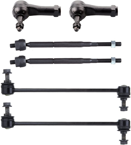 ROADFAR Front Outer Inner Tie Rod Ends and Sway Bar Links Compatible fit 2005 2006 2007 2008 2009 2010 Cobalt HHR G5 Ion Suspension Set of 6