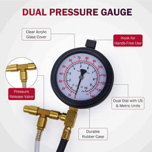 Fuel Pressure Tester, Orion Motor Tech Pro Fuel Injection Pressure Tester Kit 0-140PSI/10 Bar, For Mechanics