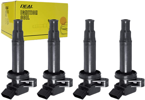DEAL Pack of 4 New Ignition Coils For Toyota Celica GT Corolla Matrix MR2 Spyder - Chevy Prizm - Pontiac Vibe L4 1.8L Replacement# UF247 5C107