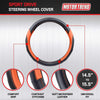 Motor Trend SW-814 Sport Drive Perforated Leather Steering Wheel Cover with Contrast Stitching - Universal Fit for Standard Sizes 14.5 15 15.5 inches (Orange + Black)