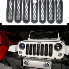 Bolaxin Black Matt Front Grill Mesh Grille Insert with Key Hole Fit Hood Lock Compatible for Jeep Wrangler Jk Rubicon Sahara & Unlimited 2007-2015 -7pcs (Mesh Grille Insert with Key Hole)