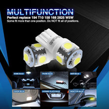 Marsauto 194 LED Light Bulb 6000K 168 T10 2825 5SMD LED Replacement Bulbs for Car Dome Map Door Courtesy License Plate Lights (Pack of 10)