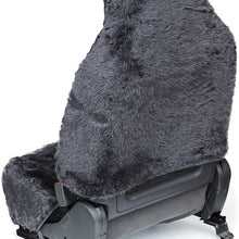 OxGord Sheepskin Seat Covers (Pack of 2) Wool Sheep Skin Shearling Car Accessories Best for Front Bucket Auto Seats Cover on Cars Truck SUV Van - Real Lambs Lambskin Gray Fleece Plush Cushion