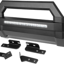 Replacement for Ford F150 Square Tube Lightweight Bull Bar w/LED Light+License Plate Relocation Kit (Black)