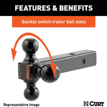 CURT 45651 Multi-Ball Trailer Hitch Ball Mount, 1-7/8, 2, 2-5/16-Inch Balls, Fits 2-1/2-Inch Receiver, 14,000 lbs