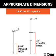 CURT 28203 A-Frame Trailer Jack, 2,000 lbs, 14-3/4 Inches Vertical Travel