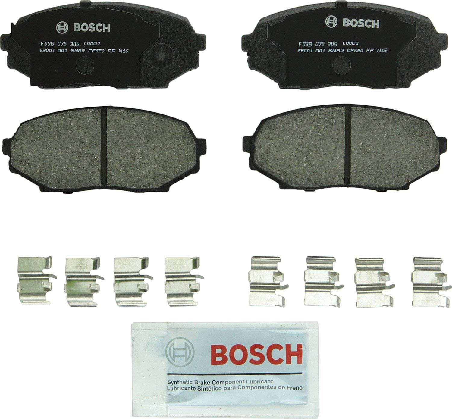 Bosch BP525 QuietCast Premium Semi-Metallic Disc Brake Pad Set For 1990-1993 Mazda Miata; Front