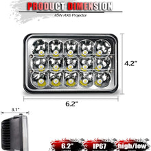 TURBOSII DOT Approved 4X6 LED Headlight Assemblies Hi/Lo Sealed Beam Replace H4651 H4656 Bulb Headlamps for KW Kenworth T600 W900 T800 Truck Peterbilt 379 Chevy S10 Blazer RV Freightliner Semi 4PCS