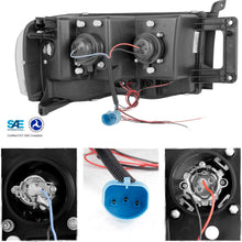 For 2002-2005 Dodge Ram 1500 | 2003-2005 Ram 2500 3500 Black Dual Halo Projector Headlights Pair Set