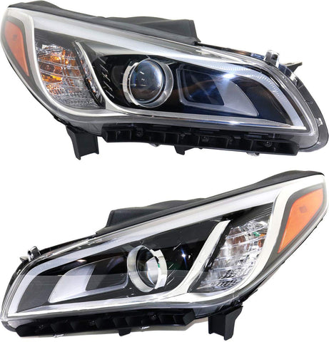 Head Lamp Compatible with HYUNDAI SONATA 2015-2017 Right Side and Left Side Assembly Hid with Hid Kit