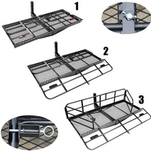 Cargo Carrier Hitch Mount Luggage Carrier Folding Legs Spring Hooks Cargo Basket for Outdoor