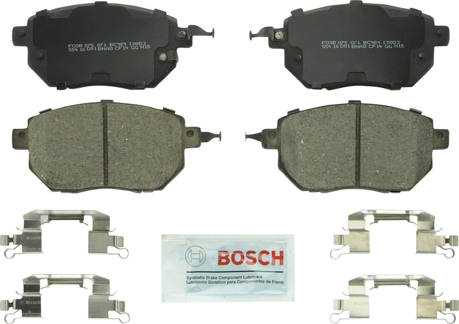 Bosch BC969 QuietCast Premium Ceramic Disc Brake Pad Set For: Infiniti FX35, FX45; Nissan Altima, Maxima, Murano, Front