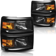 Direct Replacement Headlight Assembly Compatible with Chevy Silverado 14-15 Headlamps with Black Housing Amber Corner