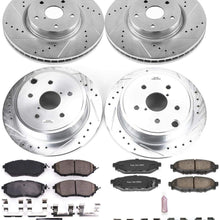 Power Stop K6932 Front & Rear Brake Kit with Drilled/Slotted Brake Rotors and Z23 Evolution Ceramic Brake Pads