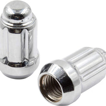 Wheel Accessories Parts Set of 20 1.38" Long Car Lug Nut Closed End Bulge Acorn Spline Lug Nuts Cone Seat Locking with Key (M12 x 1.50, Chrome)