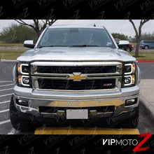 [For 2014-2015 Chevy Silverado 1500] OLED Neon Tube Black Projector Headlight Headlamp Assembly, Driver & Passenger Side
