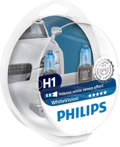 Philips WhiteVision 4300K Halogen Bulbs Xenon Effect (H1 Twin Pack)