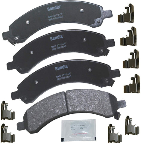 Bendix CFC989 Premium Copper Free Ceramic Brake Pad (with Installation Hardware Rear)