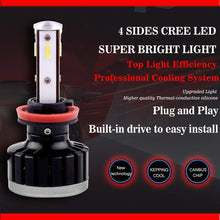 ECCPP H11+H11 LED Headlight Bulb Super Bright Cree White Auto Headlamp Conversion Kit High Low Beam - 16000Lm 160W 6000K Focus Light - 1 Year Warranty (Pack of 4)
