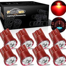 Partsam T10 194 LED Light Bulb 168 LED Bulbs Instrument Panel Gauge Cluster Dashboard LED Light Bulbs No-Polarity 2825 Dome Map Lights - 8Pack Red