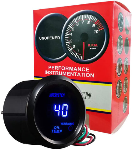 HOTSYSTEM Universal Oil Temperature Gauge Temp Meter Blue Digital LED DC12V 2inches 52mm for Car Automotive(Celsius)