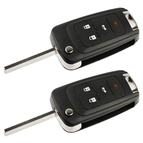 Key Fob Keyless Entry Remote Flip Shell Case & Pad fits Buick, Chevy, GMC, Set of 2