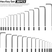 Hex Key Set, GALAX PRO 30PCS Allen Wrench Set with 15Pcs Matte Finish 0.028" -3/8" Long Arms, 15Pcs Matte Finish 0.7-10mm Short Arms for Furniture Assembly, Bike Maintenance, Towel Bars  Installation
